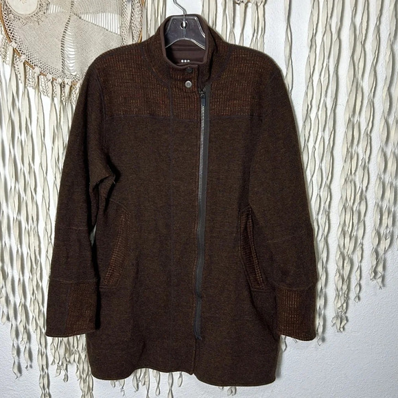 Title Nine Women’s Brown Wool Side Zip Knit Jacket Size Large - Picture 4 of 15
